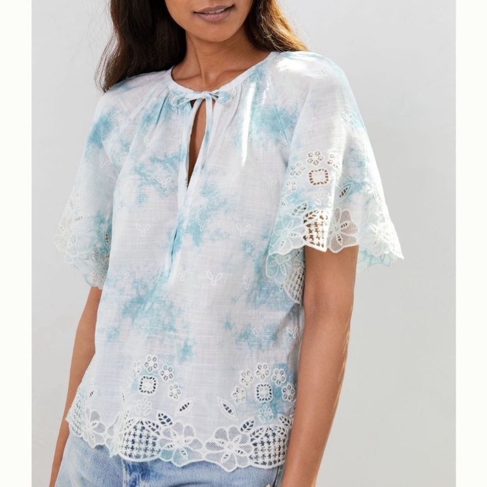 Anthropologie Tie Dye Eyelet Blouse